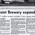 Stevens Point Brewery adds 9 new aging tanks  each tank has 600 barrels capacity 